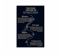 HGETJOHXEM Stoic Virtues: The 4 Pillars of Stoicism Philosophy Wall Art for Home and Office(Framed,12x18inch(30x45cm))