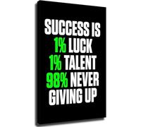 HGETJOHXEM Success Formula 1% Luck 1% Talent 98% Never Giving Up Inspirational Quote Poster Motivational Wall-Art for Home Office(Unframed,12x18inch(30x45cm))