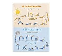 HGETJOHXEM Sun and Moon Salutation Chart Yoga Poses Poster Sequence Guide for Home Office Yoga Room Wall-Art(Unframed,08x12inch(20x30cm))