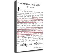 HGETJOHXEM The Man in the Arena Theodore Roosevelt Motivational Quote Inspirational Wall-Art Powerful Office Decor for Home Gym(Unframed,08x12inch(20x30cm))