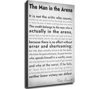 HGETJOHXEM The Man in the Arena Theodore Roosevelt Motivational Quote Wall-Art Set Inspiring Office Decor for Living Room Home Gym(Framed,08x12inch(20x30cm))