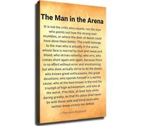 HGETJOHXEM The Man in the Arena Theodore Roosevelt Motivational Quote Wall-Art Set Inspiring Office Decor for Living Room Home Gym(Unframed,16x24inch(40x60cm))