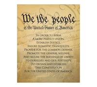 HGETJOHXEM The U.S. Constitution Preamble Print - Antiqued Parchment Style Artwork, Meaningful Decor for Civics Class, Courtroom, or Den(Framed,16x24inch(40x60cm))
