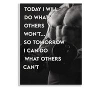 HGETJOHXEM Today I Will Do What Others Wont Vintage Gym Motivation Poster Bodybuilding Workout Wall-Art Inspirational Strength Training For Home Office Decor(Unframed,16x24inch(40x60cm))