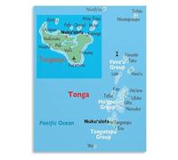 HGETJOHXEM Tonga Map Wall-Art Poster Home Decor Travel Geography Pacific(Unframed,16x24inch(40x60cm))