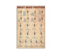 HGETJOHXEM Vintage Ballet Art Print - Basic Ballet Positions Chart on Canvas, Dance Studio Decor & Girls Bedroom Wall-Art(Framed,08x12inch(20x30cm))