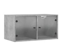 HGFDVCMR Armario de pared gris hormigón con puertas de cristal, 68,5 x 37 x | Moderno armario colgante para oficina y sala de estar: crea espacio en la pared con elegantes puertas de cristal y estante