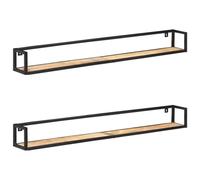 HGFDVCMR Juego de 2 estantes de pared de madera maciza y metal, 160 cm | Estante colgante industrial de madera de mango y hierro para sala de estar o pasillo. Resistente decoración de pared con