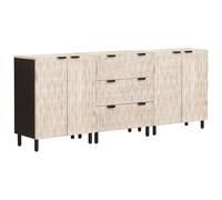 HGFDVCMR Juego de 3 aparadores de madera maciza de mango blanco, 180 x 33 x | Tres cómodas flexibles de madera auténtica con cajones para salón, dormitorio y pasillo de estilo escandinavo.