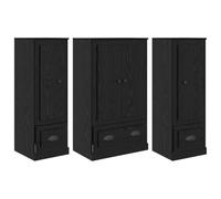 HGFDVCMR Juego de 3 tablas altas con aspecto de roble negro, 132 cm | Cómoda de 3 piezas con 4 puertas y cajón para sala de estar y comedor. Almacenamiento de madera prefabricado.