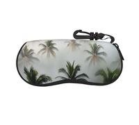 HGFIYTDCHKXZCD Palm Trees Are In The Fog - Funda portátil de viaje con cremallera para gafas, funda ligera de goma de cloropreno para gafas, Negro, Talla única