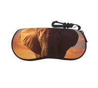HGFIYTDCHKXZCD The Lonely Elephant - Funda portátil de viaje con cremallera para gafas, funda ligera de goma de cloropreno para gafas, Negro, Talla única