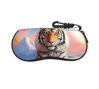 HGFIYTDCHKXZCD The Tiger Goes Up The Mountain - Funda portátil de viaje con cremallera para gafas, funda ligera de goma de cloropreno para gafas, Negro, Talla única