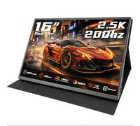 HGFRTEE Monitor Gaming Portátil 16", 2,5K 200Hz QHD, 500 nits, 1500:1 | Monitor Portátil 2560x1600 16:10, HDR10 IPS 100% sRGB, VESA, Dual USB-C y Mini HDMI, Alu, para Laptop, Teléfono, Consola