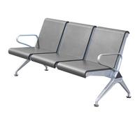 HGFVNFVKHA Banco de Espera de Cuero, Banco de Recepción de 2-3 Plazas con Diseño Ergonómico y Estructura de Acero Resistente, Ideal para Aeropuertos, Hospitales, Oficinas y Espacios(Gray,3 Seats)