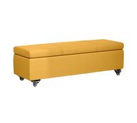 HGFVNFVKHA Baul Almacenaje Dormitorio, Banco Dormitorio de Cuero para Dormitorio con Ruedas Universales, Otomana para Sala de Estar Libere Espacio Familiar(Yellow,120/47.2incm)