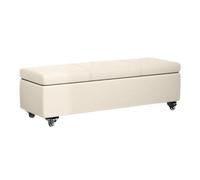 HGFVNFVKHA Baul Almacenaje Dormitorio, Banco Dormitorio de Cuero para Dormitorio con Ruedas Universales, Otomana para Sala de Estar Libere Espacio Familiar(White,180cm/70.9in)