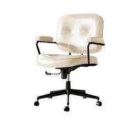 HGFVNFVKHA Silla Escritorio Retro, Sillas Oficina con Respaldo de Espuma, Diseño Inclinable y Reposabrazos Suaves, Silla para Oficina en Casa(White)