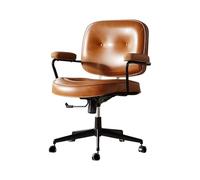 HGFVNFVKHA Silla Escritorio Retro, Sillas Oficina con Respaldo de Espuma, Diseño Inclinable y Reposabrazos Suaves, Silla para Oficina en Casa(Brown)
