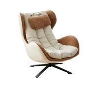 HGFVNFVKHA Sillones Giratorio, Sillón de Lectura con Respaldo Alto Tapizado y Base de Acero al Carbono, Ideal para Sala de Estar, Dormitorio u Oficina(Brown)