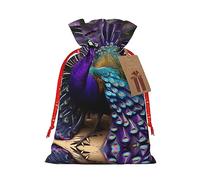 HGFVY 1 bolsa de mano con cordón de pavo real morado de 8.3 x 11.8 pulgadas para regalo y almacenamiento de Navidad y con etiquetas de regalo de papel kraft