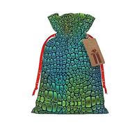 HGFVY 1 bolsa de mano con cordón de piel de cocodrilo de 4.7 x 6.9 pulgadas para regalo de Navidad y almacenamiento y con etiquetas de regalo de papel kraft