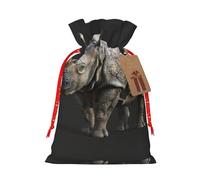 HGFVY Animal Rhino - 1 bolsa de mano con cordón de 4.7 x 6.9 pulgadas para regalo de Navidad y almacenamiento y con etiquetas de regalo de papel kraft