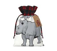 HGFVY Animal Rhino - 1 bolsa de mano con cordón de 4.7 x 6.9 pulgadas para regalo de Navidad y almacenamiento y con etiquetas de regalo de papel kraft