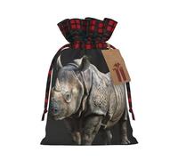 HGFVY Animal Rhino - 1 bolsa de mano con cordón de 8.3 x 11.8 pulgadas para regalo de Navidad y almacenamiento y con etiquetas de regalo de papel kraft