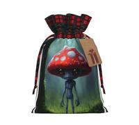 HGFVY Astronaut And Alien - 1 bolsa de mano con cordón de 4.7 x 6.9 pulgadas para regalo de Navidad y almacenamiento y con etiquetas de regalo de papel kraft
