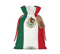 HGFVY Bandera de México 1 bolsa de mano con cordón de 4.7 x 6.9 pulgadas para regalo de Navidad y almacenamiento y con etiquetas de regalo de papel kraft