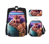Hgfvy Beauty Grand Canyon - Mochila ligera para mochila con bolsa de almuerzo aislada y estuche para lápices, Negro -, Talla única