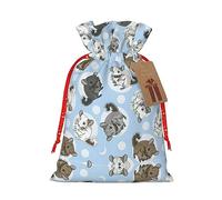 HGFVY Blue Chinchillas And Moon - 1 bolsa de mano con cordón de 8.3 x 11.8 pulgadas para regalo de Navidad y almacenamiento y con etiquetas de regalo de papel kraft