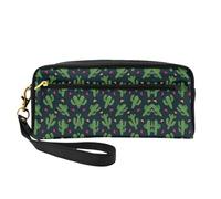 HGFVY Bolsa de maquillaje con diseño de cactus, pequeña bolsa organizadora de maquillaje de viaje para mujer, bolsas de maquillaje portátiles de doble capa, Negro -, Talla única