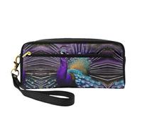HGFVY Bolsa de maquillaje de pavo real morado, pequeña bolsa organizadora de maquillaje para mujer, bolsa de maquillaje portátil de doble capa, Negro -, Talla única