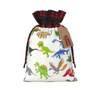 HGFVY Bolsas de regalo de Navidad con diseño de dibujos animados de dinosaurios, con cordón, regalos de fiesta de Navidad