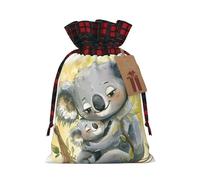 HGFVY Bolsas de regalo de Navidad con estampado de koala para mamá y bebé, con cordón, regalos de fiesta de Navidad