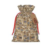 HGFVY Bonito cuenco de hueso de perro Woof Paw 1 bolsa de mano con cordón de 8.3 x 11.8 pulgadas para regalo de Navidad y almacenamiento y con etiquetas de regalo de papel kraft