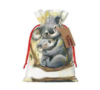 HGFVY Bonito koala mamá y bebé, 1 bolsa de mano con cordón de 4.7 x 6.9 pulgadas para regalo de Navidad y almacenamiento y con etiquetas de regalo de papel kraft