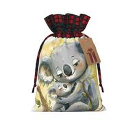 HGFVY Bonito koala mamá y bebé, 1 bolsa de mano con cordón de 4.7 x 6.9 pulgadas para regalo de Navidad y almacenamiento y con etiquetas de regalo de papel kraft