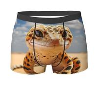 HGFVY Calzoncillos tipo bóxer para hombre, estampado de geco, estampado de leopardo y arena, tallas S, M, L, XL, XL, para exteriores e interiores, Negro -, X-Large