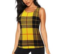 HGFVY Camiseta sin mangas con estampado a cuadros amarillos y grises y negros para mujer, para entrenamiento, tenis, yoga, atletismo, correr, Negro -, S