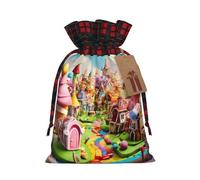 HGFVY Candy Land - Bolsas de regalo de Navidad con cordón, regalos de fiesta de Navidad, tamaño mediano, color negro