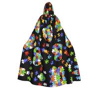 HGFVY Capa de rompecabezas de concienciación sobre el autismo, capa de corazón para adultos, capa con capucha para mujeres y hombres, disfraces de Halloween, cosplay de Navidad, color negro