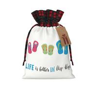 HGFVY Chanclas de caligrafía para zapatos de playa, bolsas de regalo con cordón, regalos de fiesta de Navidad, pequeñas, color negro