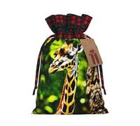HGFVY Clever Giraffe - 1 bolsa de mano con cordón de 8.3 x 11.8 pulgadas para regalo de Navidad y almacenamiento y con etiquetas de regalo de papel kraft