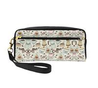 HGFVY Coffee And Sweets - Bolsa de maquillaje de chocolate con azúcar, pequeña bolsa organizadora de maquillaje de viaje para mujer, bolsas de maquillaje portátiles de doble capa, Negro -, Talla única