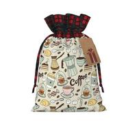 HGFVY Coffee And Sweets Sugar Chocolate 1 bolsa de mano con cordón de 8.3 x 11.8 pulgadas para regalo de Navidad y almacenamiento y con etiquetas de regalo de papel kraft