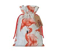 HGFVY Flamingos On White - 1 bolsa de mano con cordón de 4.7 x 6.9 pulgadas para regalo de Navidad y almacenamiento y con etiquetas de regalo de papel kraft