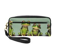 HGFVY Funny Green Frogs 1 bolsa de maquillaje, pequeña bolsa organizadora de maquillaje de viaje para mujer, bolsa de maquillaje portátil de doble capa, Negro -, Talla única